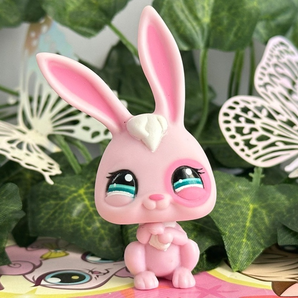 Littlest Pet Shop LPS 1103 Pink White Rare Bunny Rabbit Blue